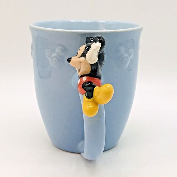 The Disney Store Mickey Mouse on Handle Coffee Mug Blue Ceramic Tea Cup 4.5 x 4 - Picture 3 of 8